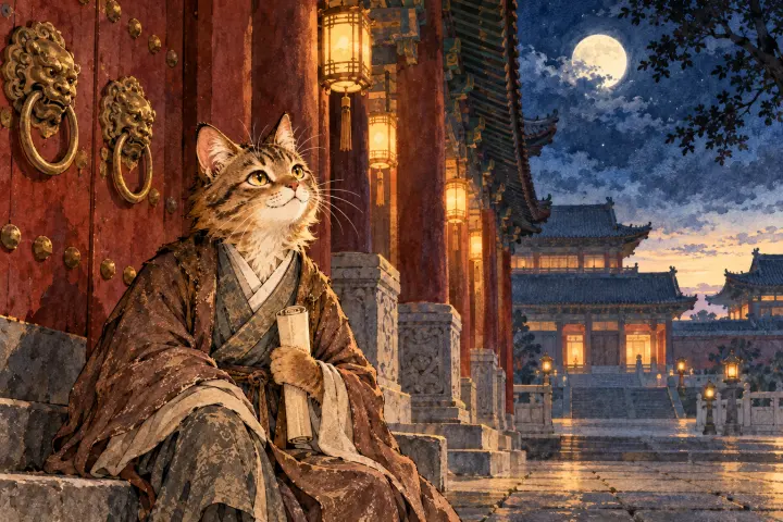 杜甫通宵不眠，侧耳等待宫门开锁的声响