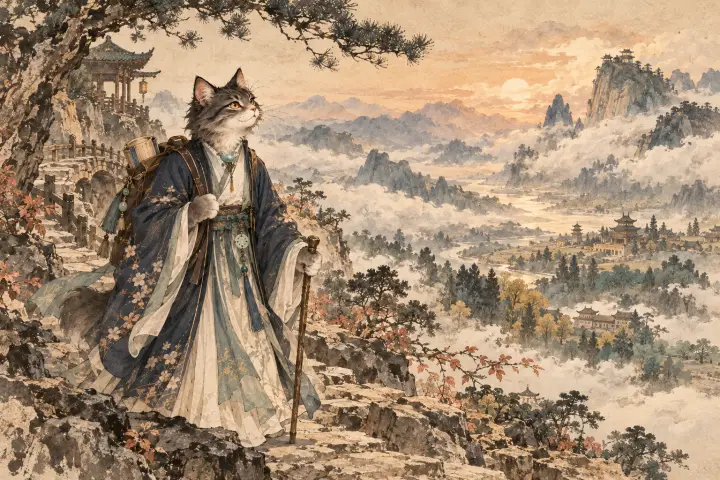 嵩山云影和秦地树色隔着遥远山河，李商隐猫在旅途中思念旧友