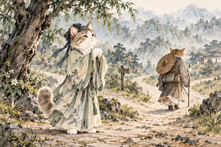 王维猫尊重友人的选择，在岔路口拱手送别
