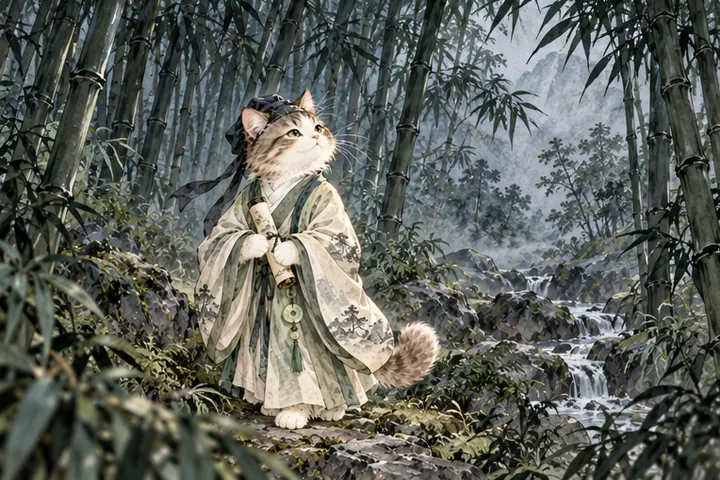 竹林深密无人知晓，王维猫独处其间